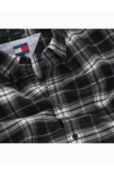 TJM REG FLANNEL CHECK SHIRT EXT - ΜΑΥΡΟ