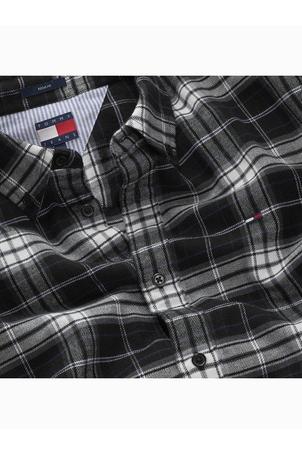 TJM REG FLANNEL CHECK SHIRT EXT - ΜΑΥΡΟ