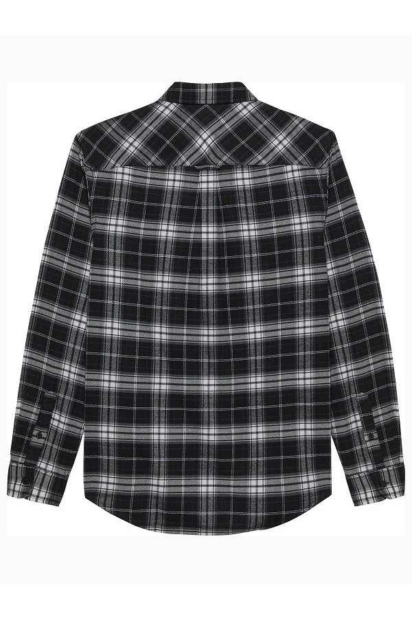 TJM REG FLANNEL CHECK SHIRT EXT - ΜΑΥΡΟ