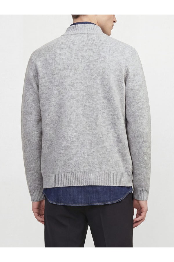 JJSOHO OLLIE KNIT HIGH NECK ZIP CAR SN - ΓΚΡΙ