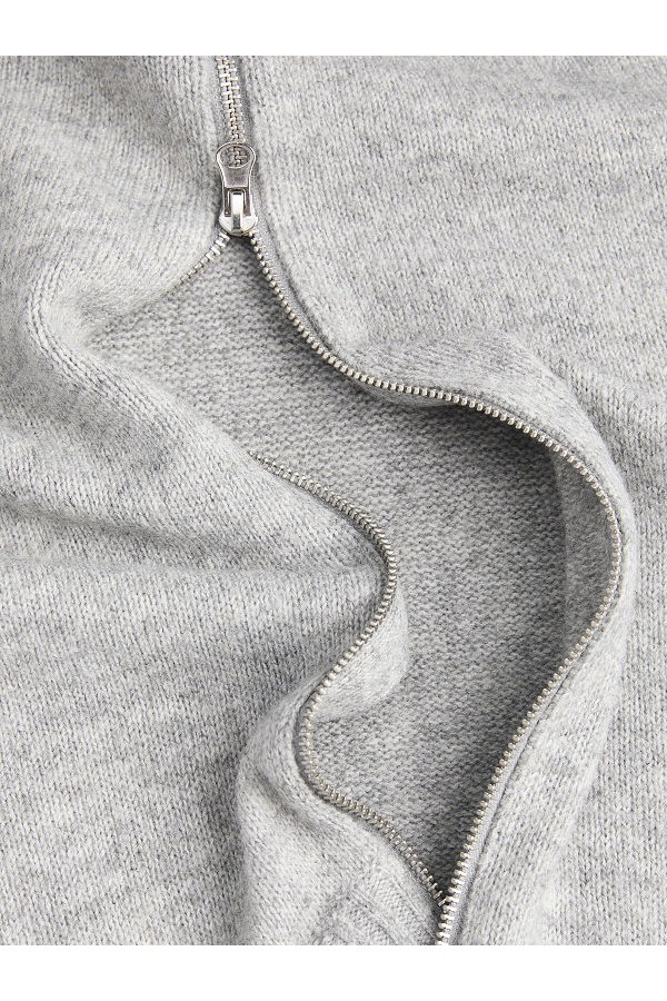 JJSOHO OLLIE KNIT HIGH NECK ZIP CAR SN - ΓΚΡΙ
