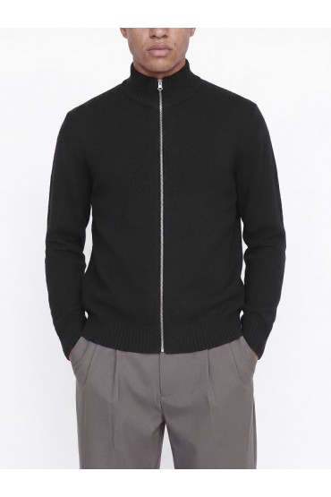 JJSOHO OLLIE KNIT HIGH NECK ZIP CAR SN - ΜΑΥΡΟ