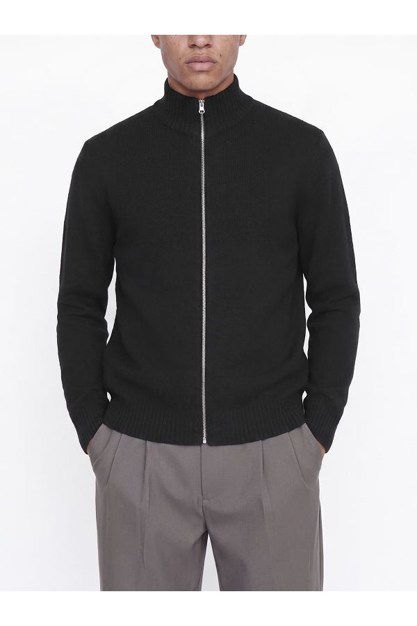 JJSOHO OLLIE KNIT HIGH NECK ZIP CAR SN - ΜΑΥΡΟ