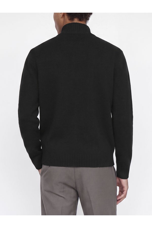 JJSOHO OLLIE KNIT HIGH NECK ZIP CAR SN - ΜΑΥΡΟ