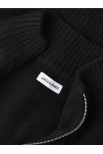 JJSOHO OLLIE KNIT HIGH NECK ZIP CAR SN - ΜΑΥΡΟ