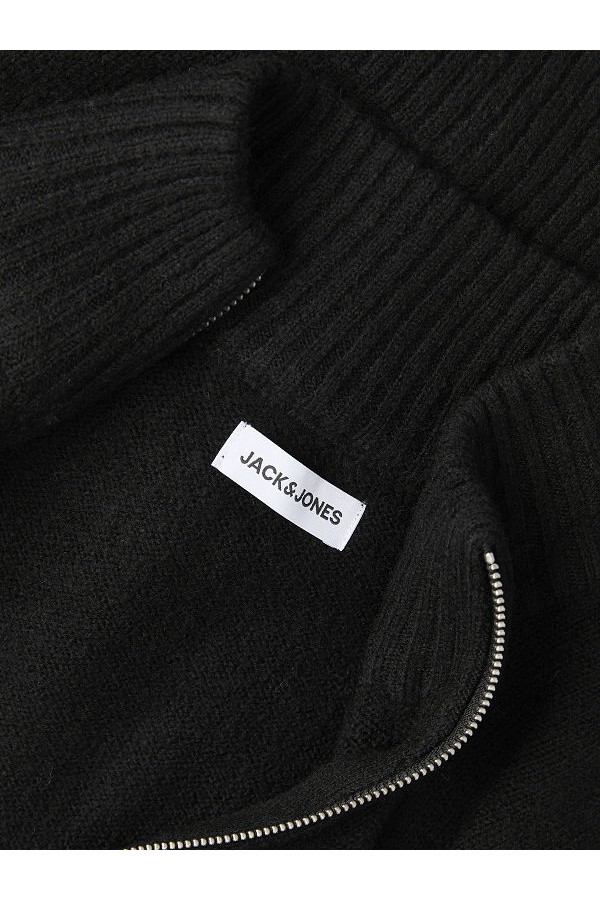 JJSOHO OLLIE KNIT HIGH NECK ZIP CAR SN - ΜΑΥΡΟ
