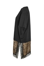 NMFILLA S/S OVERSIZE AOP SATIN T-SHIRT - ΜΑΥΡΟ