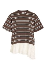 NMEMPER SS STRIPE LACE TOP - ΚΑΦΕ