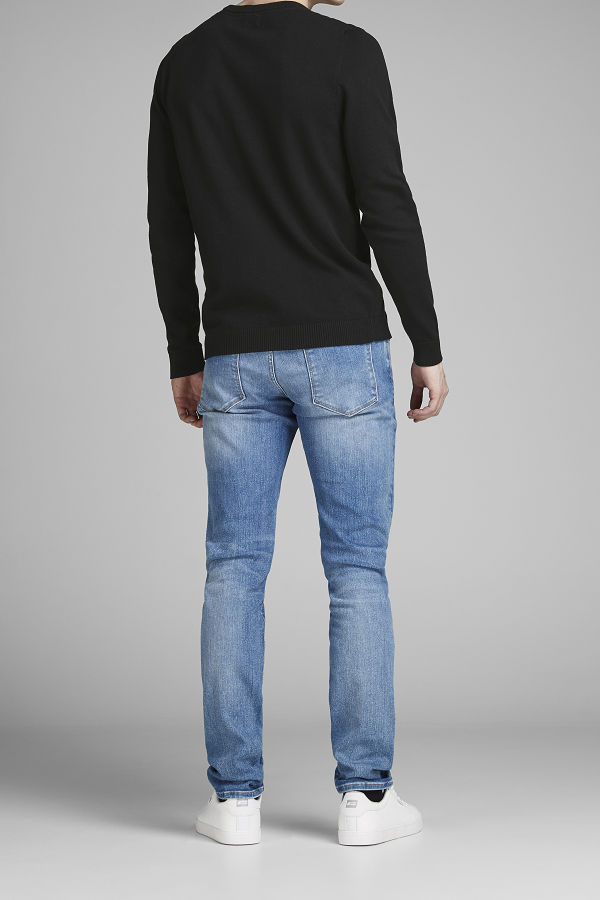 JJEBASIC KNIT CREW NECK NOOS - ΜΑΥΡΟ
