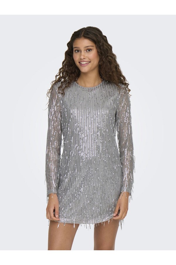 ONLANIKA SPACY LS SHORT DRESS WVN - ΓΚΡΙ