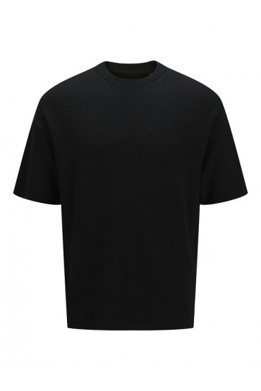JPRWASON KNIT CREW NECK SS STYD AW24 - ΜΑΥΡΟ