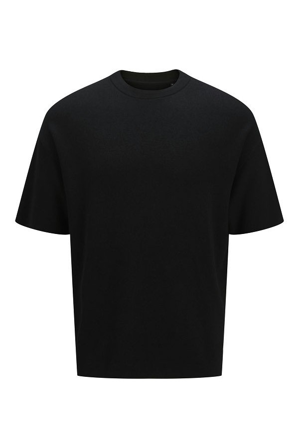 JPRWASON KNIT CREW NECK SS STYD AW24 - ΜΑΥΡΟ