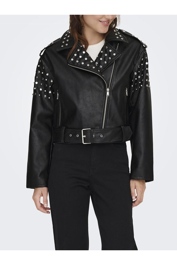 ONLDESTINY FAUX LEATHER BIKER OTW - ΜΑΥΡΟ