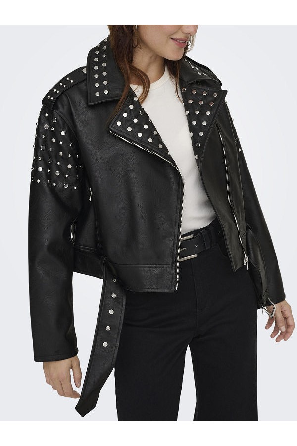 ONLDESTINY FAUX LEATHER BIKER OTW - ΜΑΥΡΟ