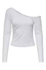 ONLLIVE LOVE LIFE L/S ONESHOULDER TOPJRS - ΛΕΥΚΟ