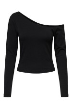 ONLLIVE LOVE LIFE L/S ONESHOULDER TOPJRS - ΜΑΥΡΟ