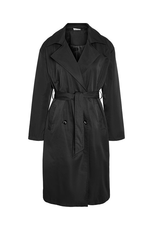 NMMANYA L/S TRENCHCOAT NOOS - ΜΑΥΡΟ