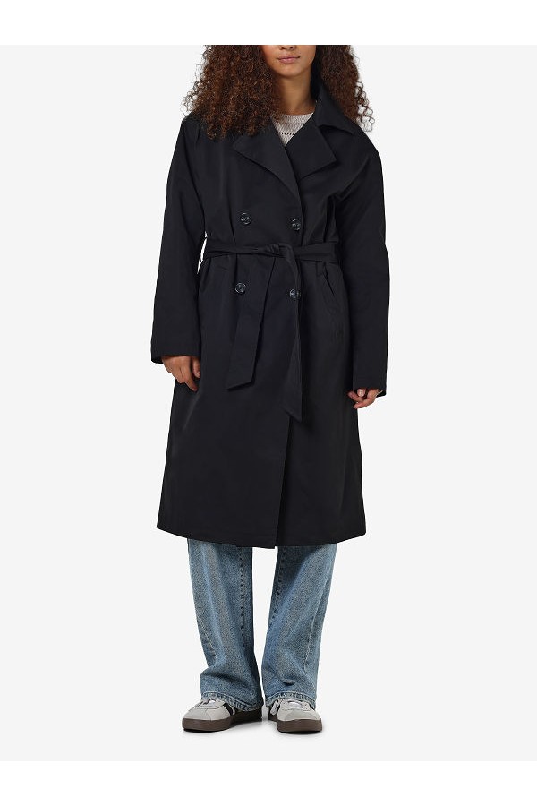 NMMANYA L/S TRENCHCOAT NOOS - ΜΑΥΡΟ
