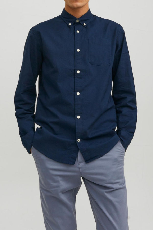JJEOXFORD SHIRT L/S S21 NOOS - ΜΠΛΕ