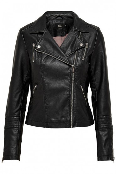 ONLGEMMA FAUX LEATHER BIKER OTW NOOS - ΜΑΥΡΟ