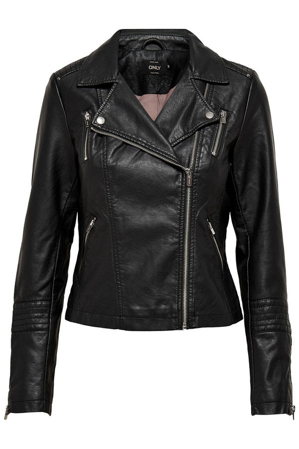 ONLGEMMA FAUX LEATHER BIKER OTW NOOS - ΜΑΥΡΟ