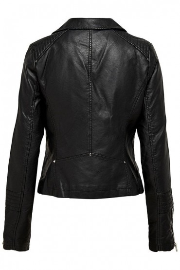 ONLGEMMA FAUX LEATHER BIKER OTW NOOS - ΜΑΥΡΟ