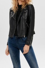 ONLGEMMA FAUX LEATHER BIKER OTW NOOS - ΜΑΥΡΟ