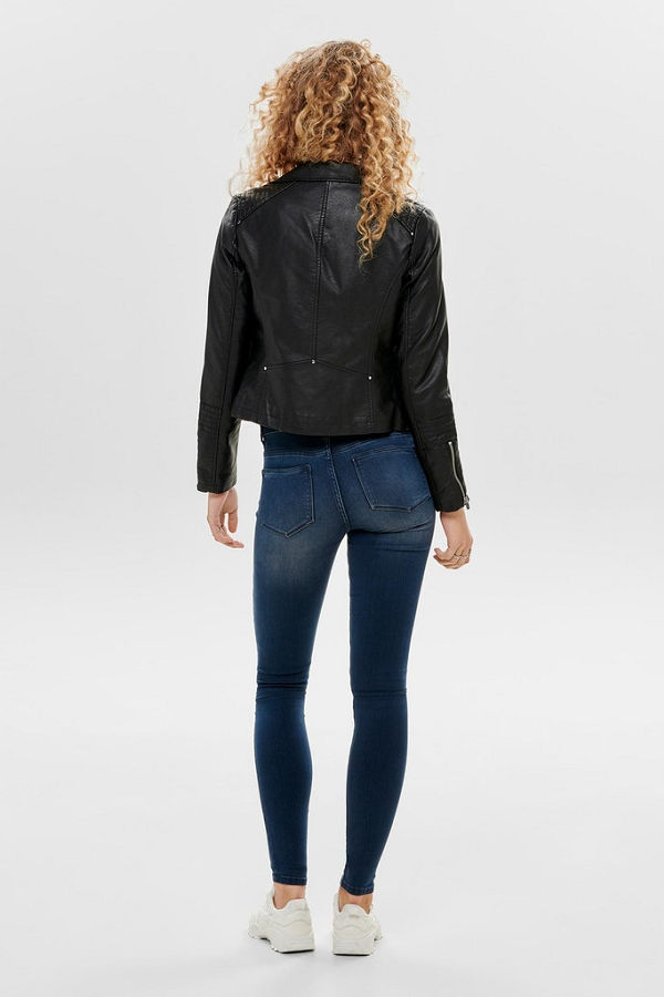 ONLGEMMA FAUX LEATHER BIKER OTW NOOS - ΜΑΥΡΟ