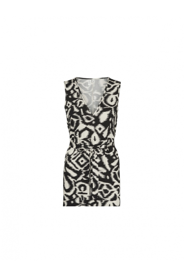 VMOLLY SL VNECK 7/8 DRESS WVN EXP BTQ GA - ΜΑΥΡΟ