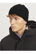 JACPRIME COTTON BEANIE NOOS - ΜΑΥΡΟ