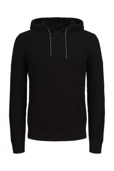 JJLIAMKNIT HOODIE PLS - ΜΑΥΡΟ