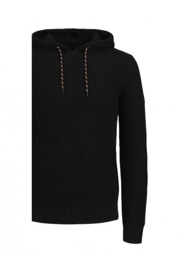 JJLIAMKNIT HOODIE PLS - ΜΑΥΡΟ