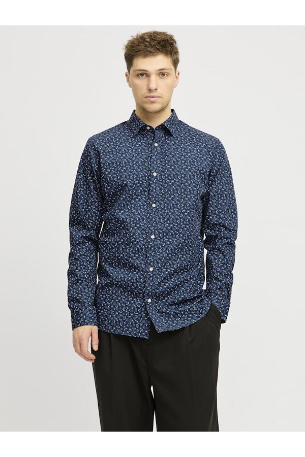 JJJOE PRINT SHIRT LS SS25 - ΜΠΛΕ