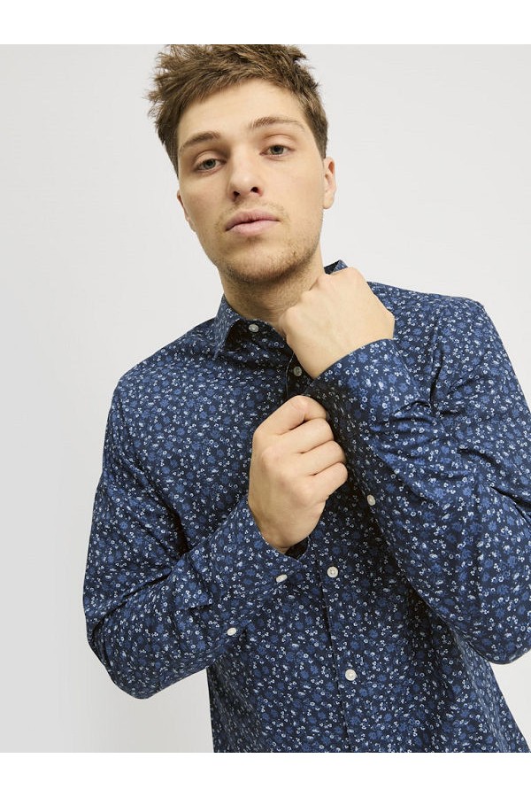 JJJOE PRINT SHIRT LS SS25 - ΜΠΛΕ