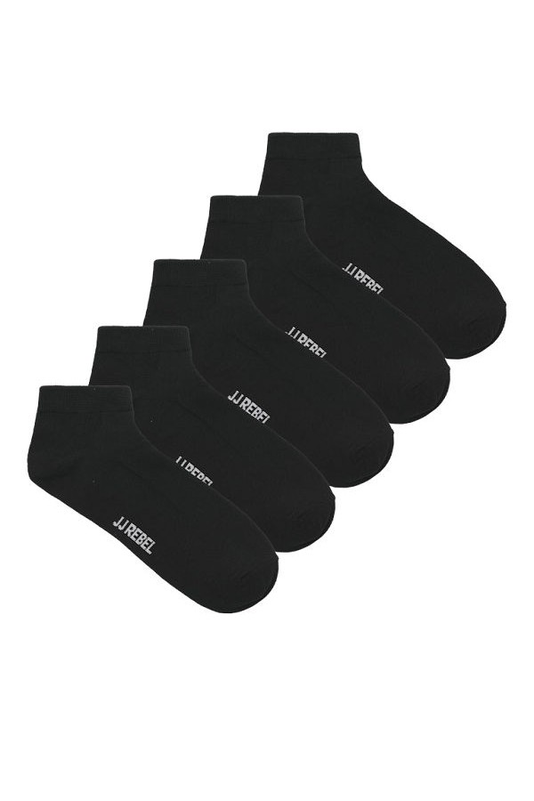 JREBREBEL LOGO SHORT SOCKS 5 PACK - ΜΑΥΡΟ
