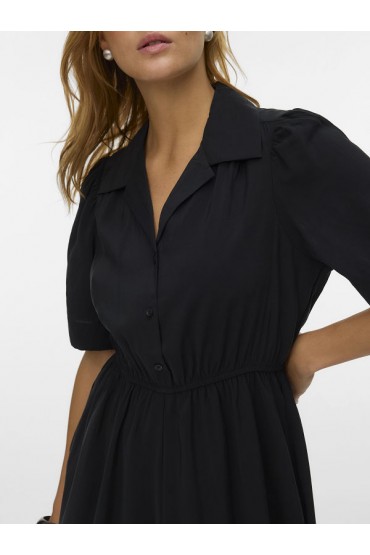 VMRORY SS CALF DRESS WVN EXP - ΜΑΥΡΟ