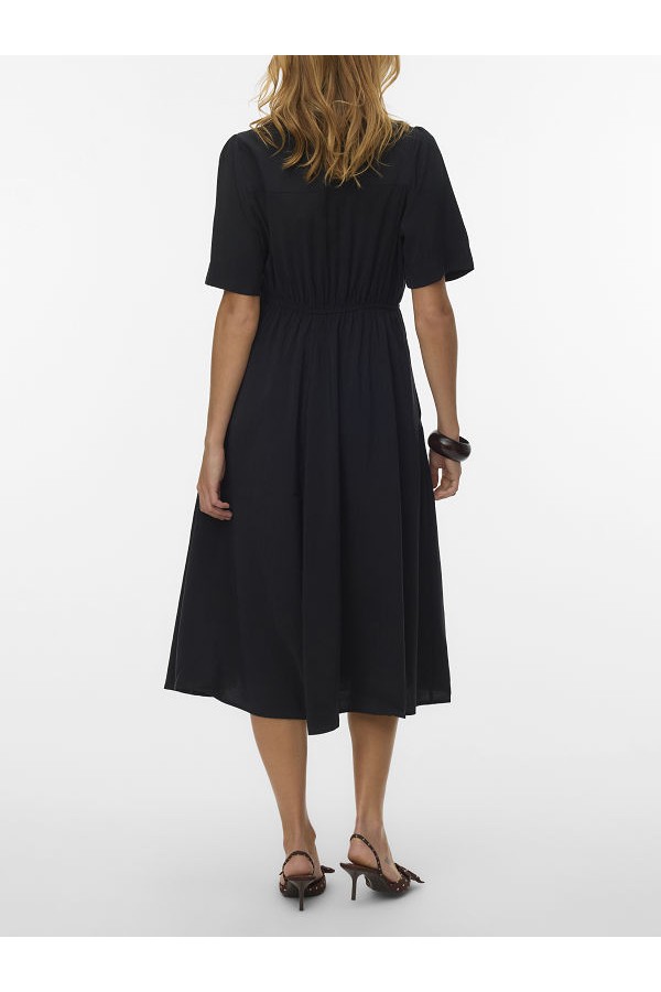 VMRORY SS CALF DRESS WVN EXP - ΜΑΥΡΟ