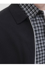JREBCALLUM KNIT POLO FULL ZIP - ΜΑΥΡΟ