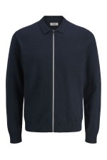 JREBCALLUM KNIT POLO FULL ZIP - ΜΠΛΕ