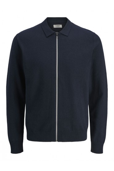 JREBCALLUM KNIT POLO FULL ZIP - ΜΠΛΕ