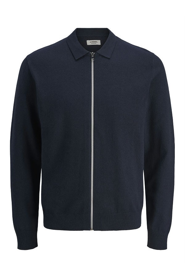 JREBCALLUM KNIT POLO FULL ZIP - ΜΠΛΕ