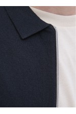 JREBCALLUM KNIT POLO FULL ZIP - ΜΠΛΕ