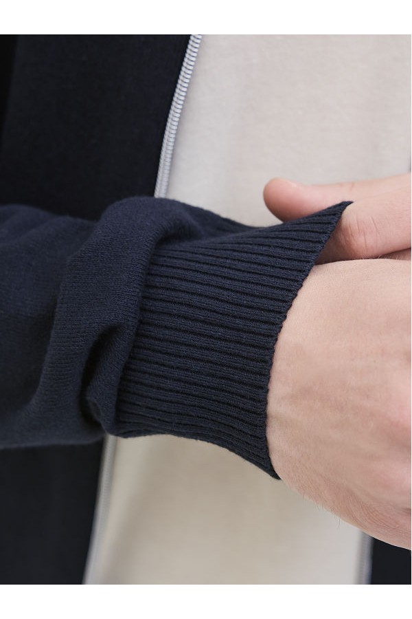 JREBCALLUM KNIT POLO FULL ZIP - ΜΠΛΕ