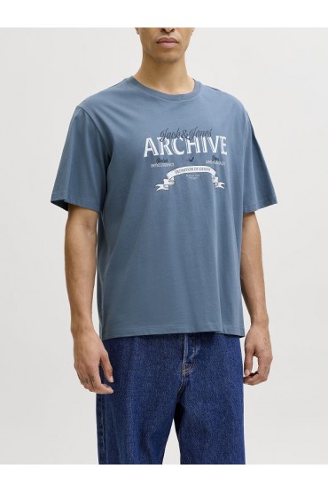 JJEDOVER DENIM TEE SS O-NECK SN - ΜΠΛΕ
