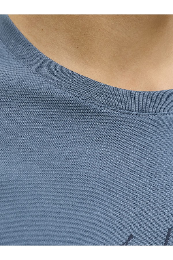 JJEDOVER DENIM TEE SS O-NECK SN - ΜΠΛΕ