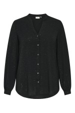 CARJOSEE METTA LIFE L/S V-NECK SHIRT WVN - ΜΑΥΡΟ