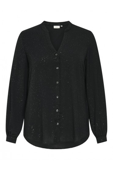 CARJOSEE METTA LIFE L/S V-NECK SHIRT WVN - ΜΑΥΡΟ