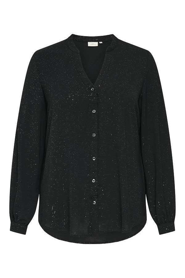 CARJOSEE METTA LIFE L/S V-NECK SHIRT WVN - ΜΑΥΡΟ