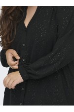 CARJOSEE METTA LIFE L/S V-NECK SHIRT WVN - ΜΑΥΡΟ