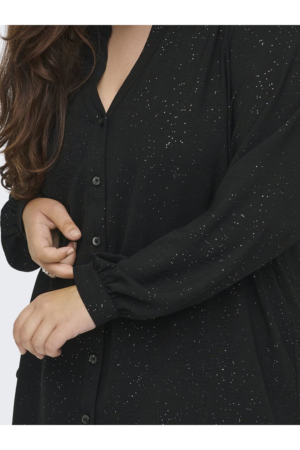 CARJOSEE METTA LIFE L/S V-NECK SHIRT WVN - ΜΑΥΡΟ